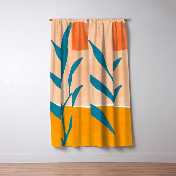 Exploring The Southwest - Orange and Teal Modernist Landscape Window Curtain Gallery Image 3