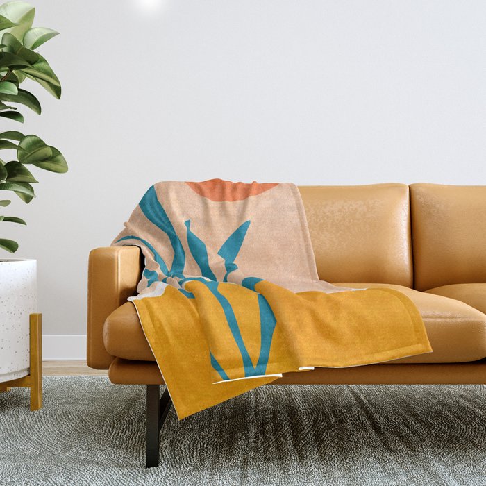 Exploring The Southwest - Orange and Teal Modernist Landscape Throw Blanket Gallery Image 1
