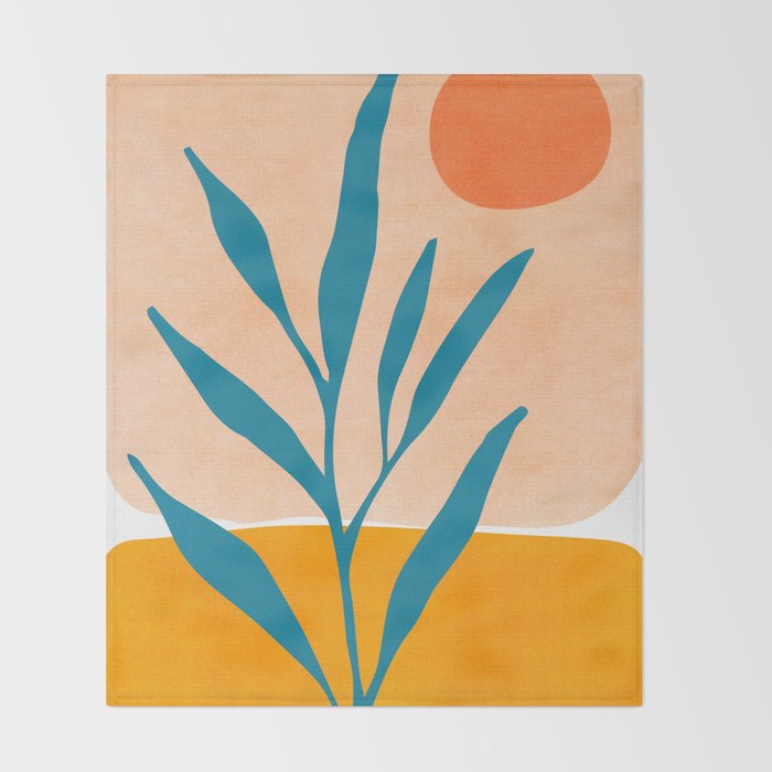 Exploring The Southwest - Orange and Teal Modernist Landscape Throw Blanket Gallery Image 2