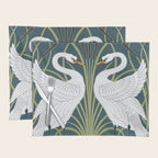 Walter Crane Swans Rush and Iris Vintage Swan Blue & White Design Placemat Gallery Image 1