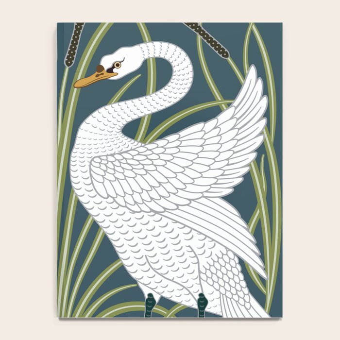 Walter Crane Swans Rush and Iris Vintage Swan Blue & White Design Notebook Gallery Image 4