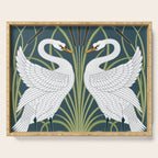 Walter Crane Swans Rush and Iris Vintage Swan Blue & White Design Serving Tray Gallery Image 1