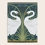 Walter Crane Swans Rush and Iris Vintage Swan Blue & White Design Poster Gallery Image 4