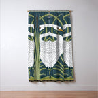 Walter Crane Swans Rush and Iris Vintage Swan Blue & White Design Window Curtain Gallery Image 3