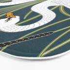 Walter Crane Swans Rush and Iris Vintage Swan Blue & White Design Bath Mat Gallery Image 3