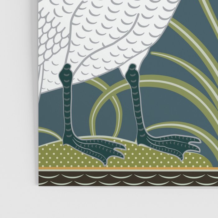 Walter Crane Swans Rush and Iris Vintage Swan Blue & White Design Poster Gallery Image 3