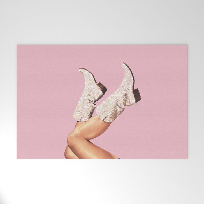 These Boots - Glitter Pink II Welcome Mat Gallery Image 1