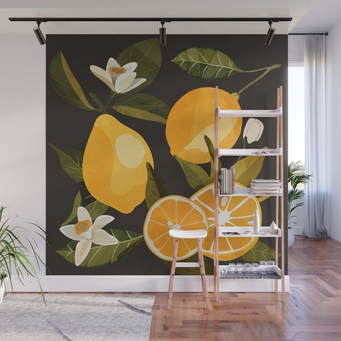 Lemons Botanical Art 1 Wall Mural Gallery Image 1
