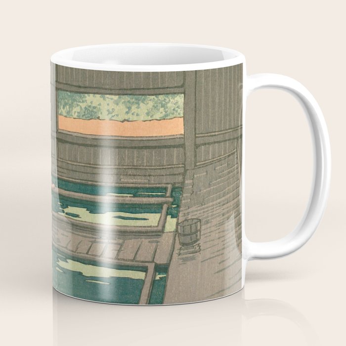 Hoshi Onsen Hot Spa - Vintage Japanese Woodblock Print Art By Hasui Kawase Coffee Mug Gallery Image 1