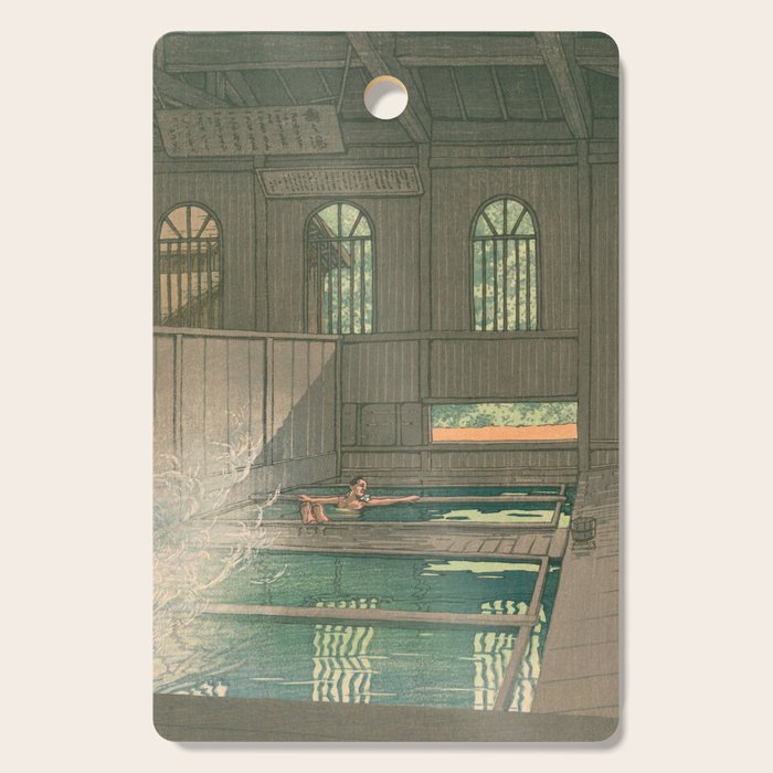 Hoshi Onsen Hot Spa - Vintage Japanese Woodblock Print Art By Hasui Kawase Cutting Board Gallery Image 1
