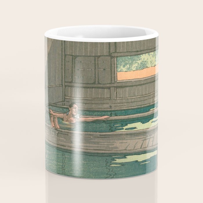 Hoshi Onsen Hot Spa - Vintage Japanese Woodblock Print Art By Hasui Kawase Coffee Mug Gallery Image 4