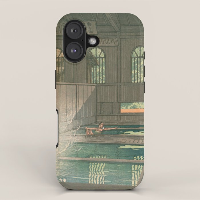 Hoshi Onsen Hot Spa - Vintage Japanese Woodblock Print Art By Hasui Kawase iPhone Case Gallery Image 1