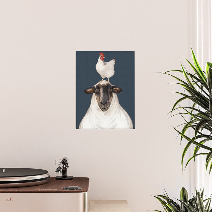 Chicken and Sheep Navy  Poster Gallery Image 2