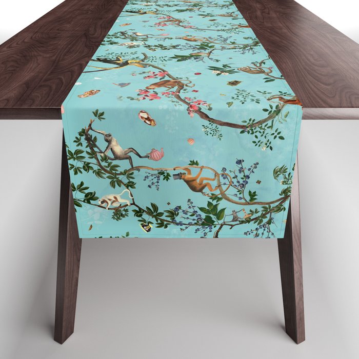 Monkey World Aqua Table Runner Gallery Image 1