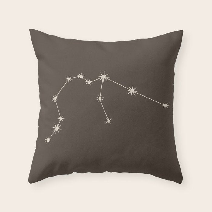 Aquarius Zodiac Star Constellation Line Art Coffee Brown Throw Pillow Gallery Image 6