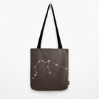 Aquarius Zodiac Star Constellation Line Art Coffee Brown Tote Bag Gallery Image 2