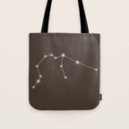 Aquarius Zodiac Star Constellation Line Art Coffee Brown Tote Bag Gallery Image 1