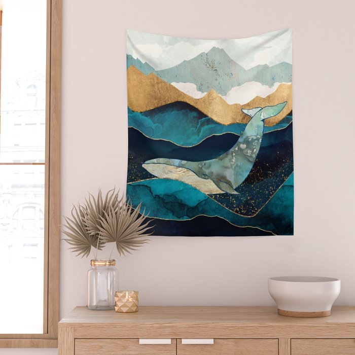 Blue Whale Wall Tapestry Gallery Image 2