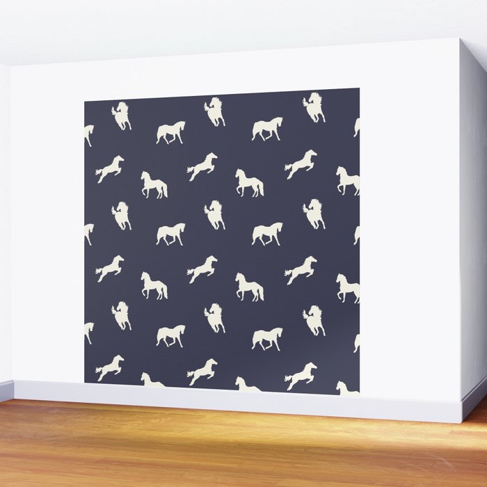 Horse Print (Navy Slate) Wall Mural Gallery Image 2