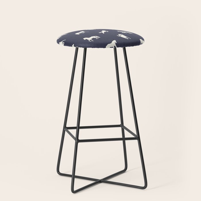 Horse Print (Navy Slate) Stool Gallery Image 1