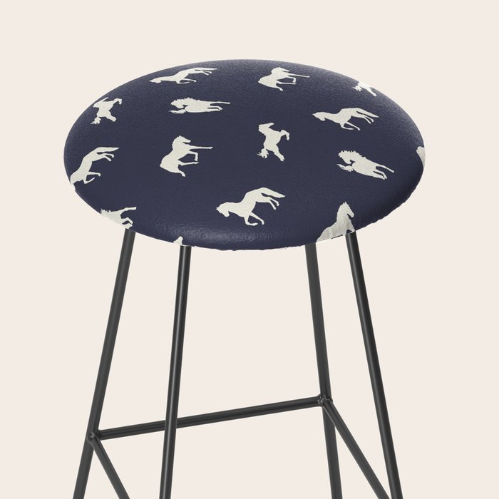 Horse Print (Navy Slate) Stool Gallery Image 2