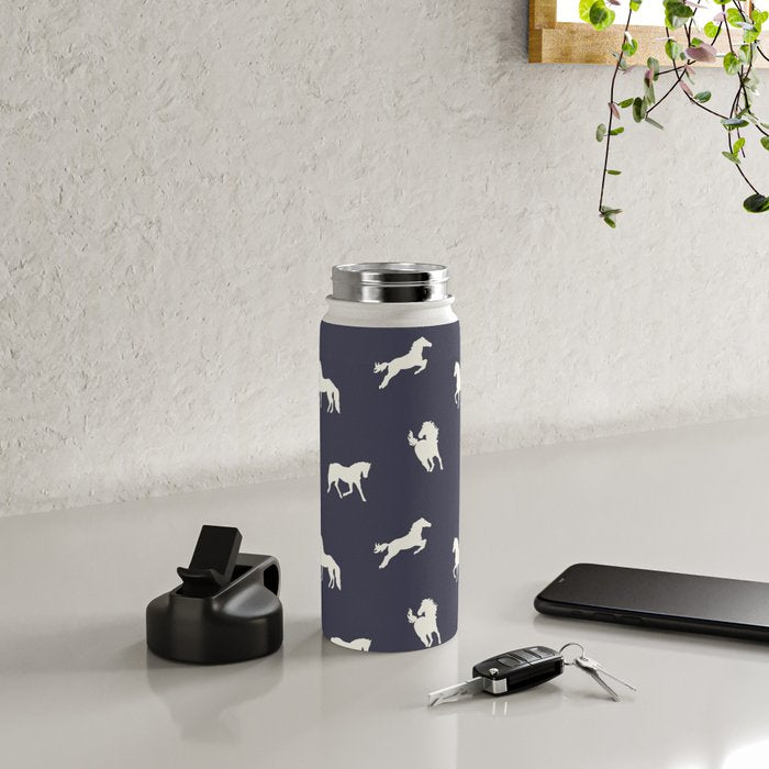 Horse Print (Navy Slate) Water Bottle Gallery Image 4