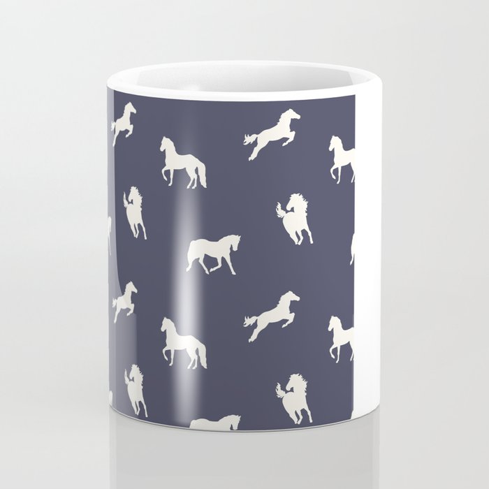 Horse Print (Navy Slate) Coffee Mug Gallery Image 4