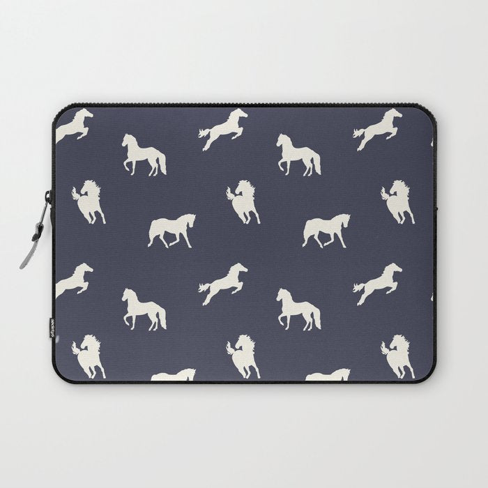 Horse Print (Navy Slate) Laptop Sleeve Gallery Image 1
