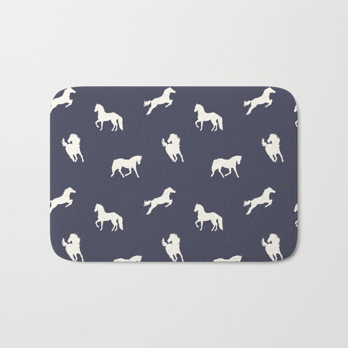 Horse Print (Navy Slate) Bath Mat Gallery Image 1