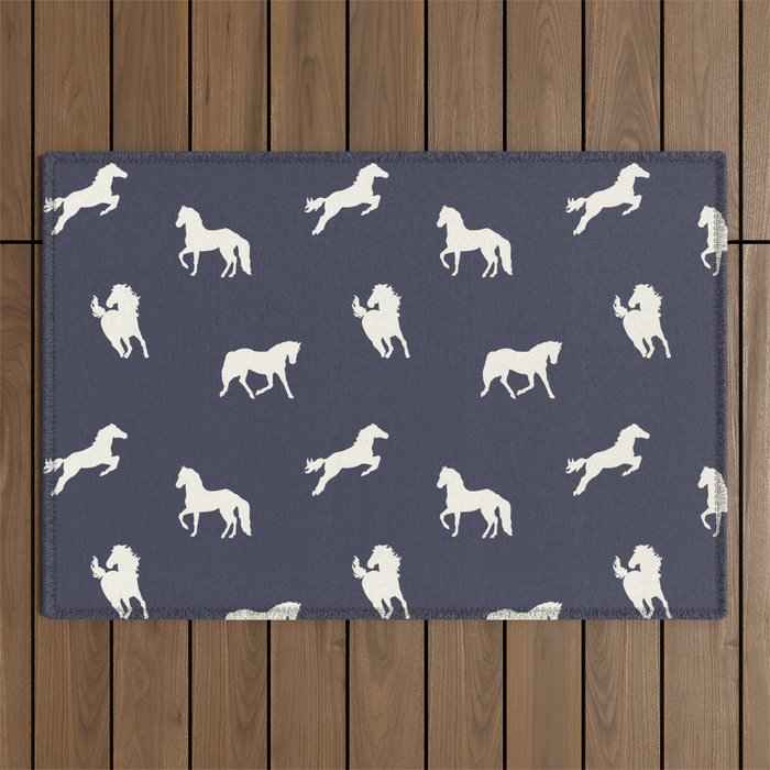 Horse Print (Navy Slate) Outdoor Rug Gallery Image 1