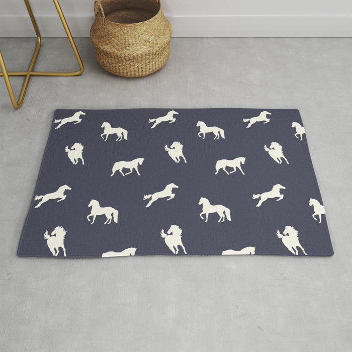 Horse Print (Navy Slate) Rug Gallery Image 1