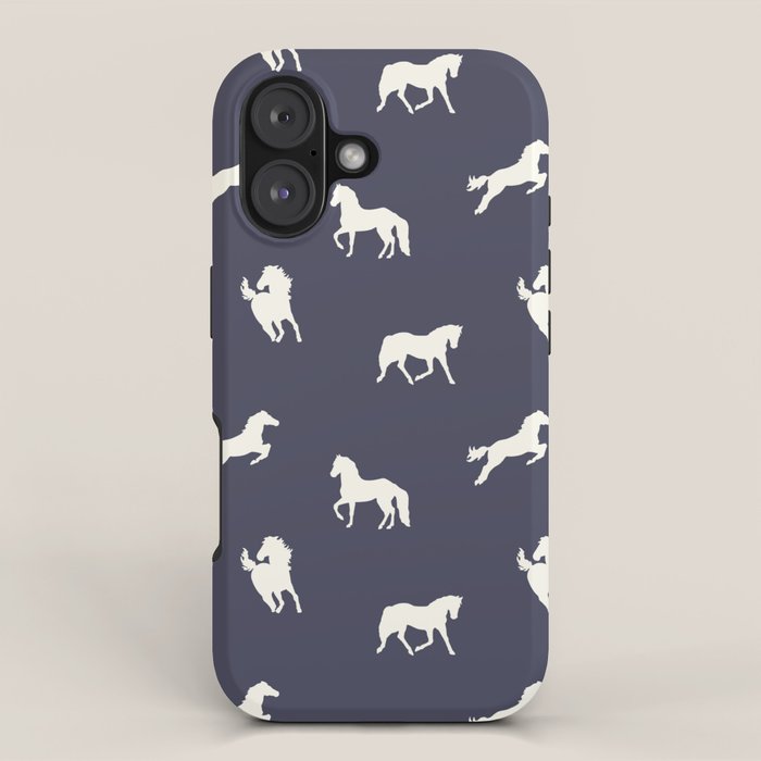 Horse Print (Navy Slate) iPhone Case Gallery Image 1