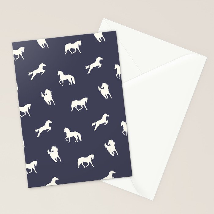Horse Print (Navy Slate) Stationery Card Gallery Image 2