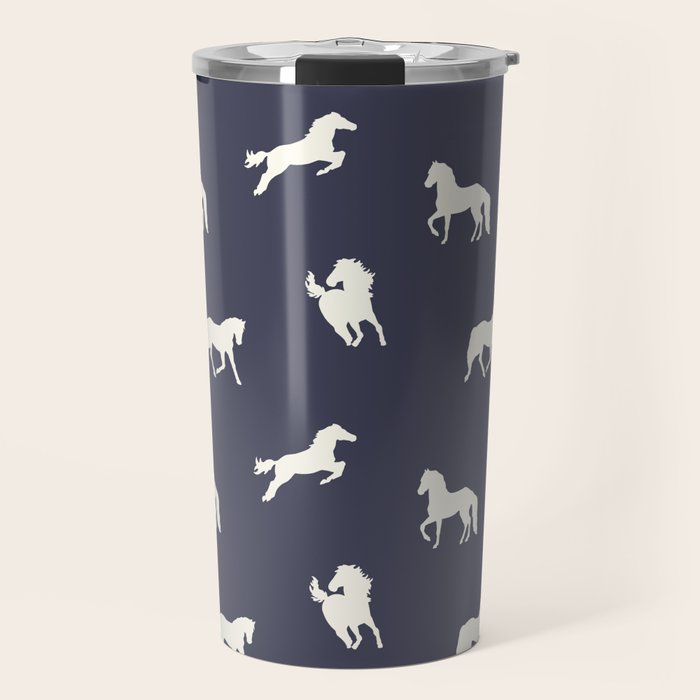 Horse Print (Navy Slate) Travel Mug Gallery Image 1