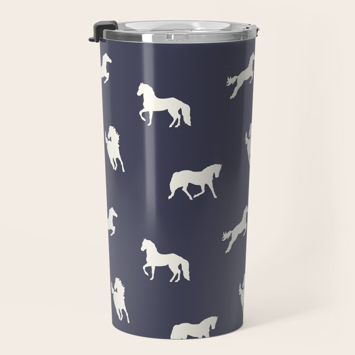 Horse Print (Navy Slate) Travel Mug Gallery Image 3