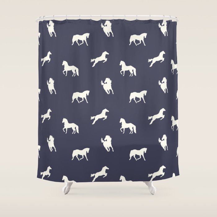 Horse Print (Navy Slate) Shower Curtain Gallery Image 1