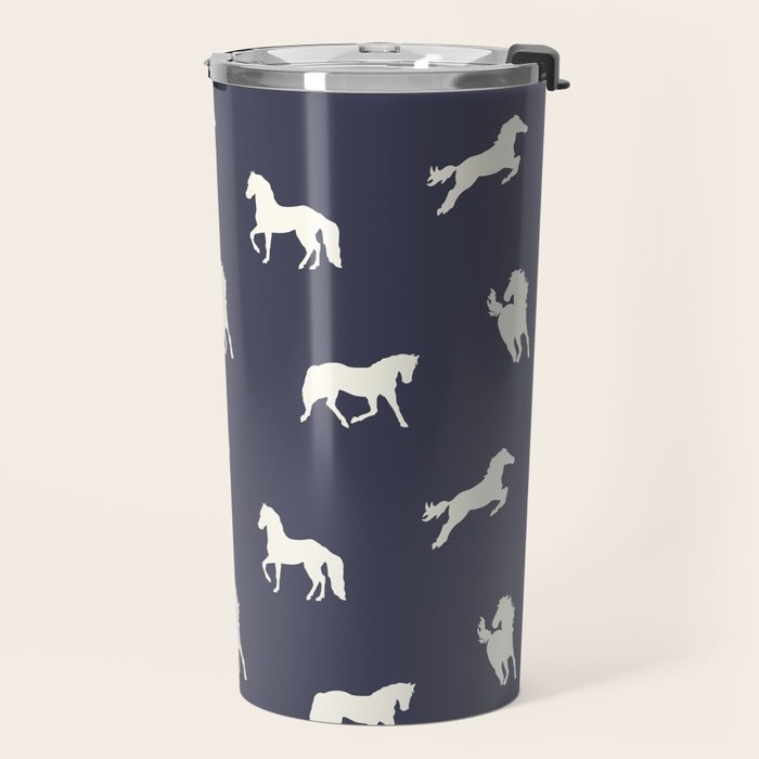 Horse Print (Navy Slate) Travel Mug Gallery Image 2