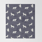 Horse Print (Navy Slate) Throw Blanket Gallery Image 2