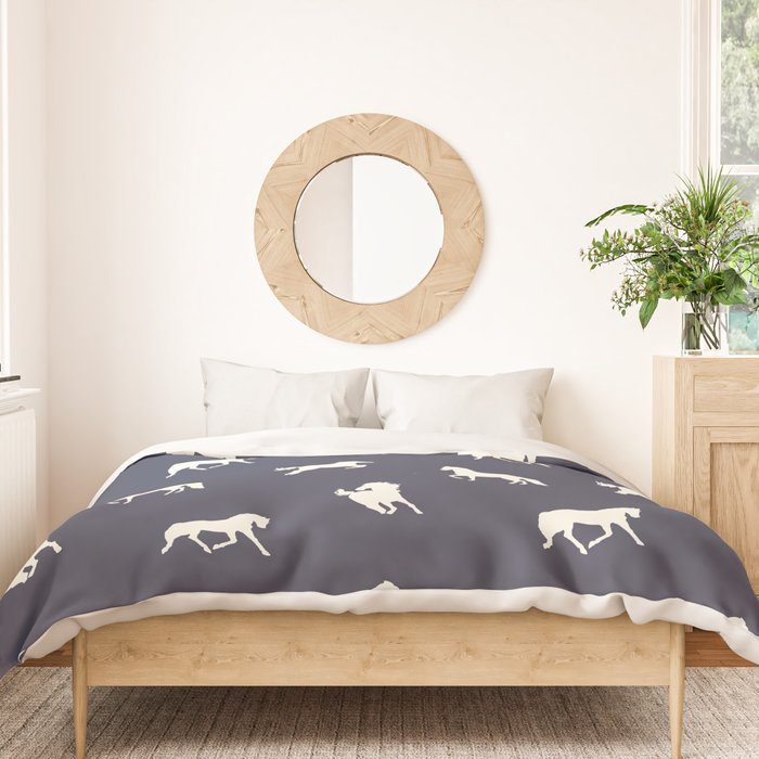 Horse Print (Navy Slate) Duvet Cover Gallery Image 3