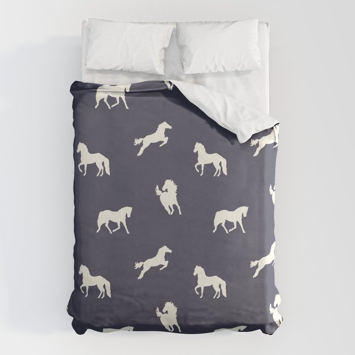 Horse Print (Navy Slate) Duvet Cover Gallery Image 6