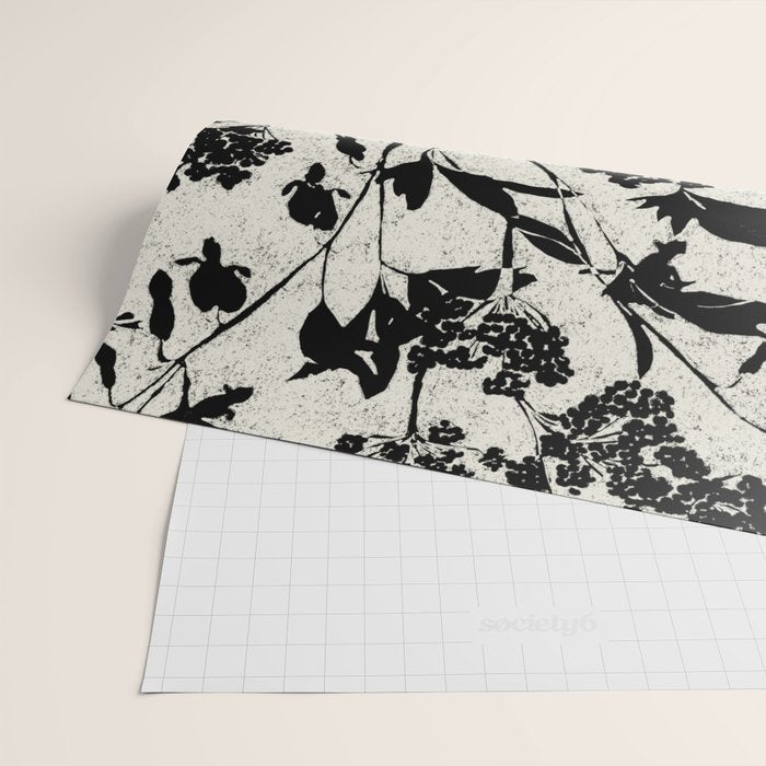 Black & White Vintage Florals Wrapping Paper Gallery Image 2