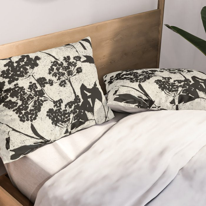Black & White Vintage Florals Pillow Sham Gallery Image 2