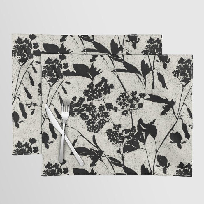 Black & White Vintage Florals Placemat Gallery Image 1