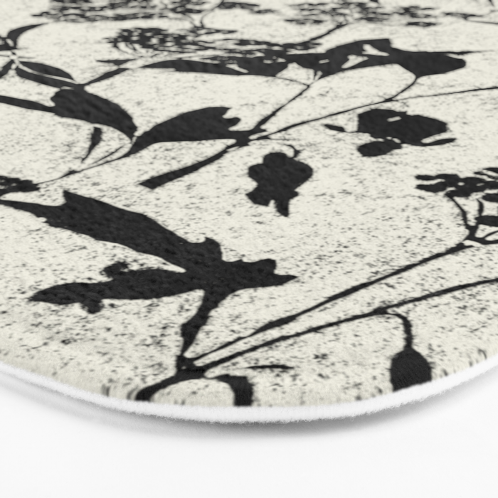 Black & White Vintage Florals Bath Mat Gallery Image 3