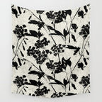 Black & White Vintage Florals Wall Tapestry Gallery Image 4