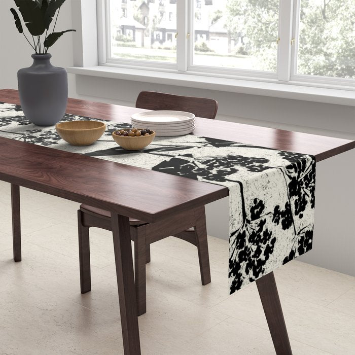 Black & White Vintage Florals Table Runner Gallery Image 2