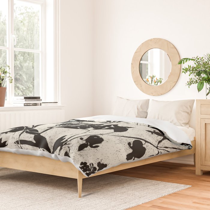 Black & White Vintage Florals Duvet Cover Gallery Image 2