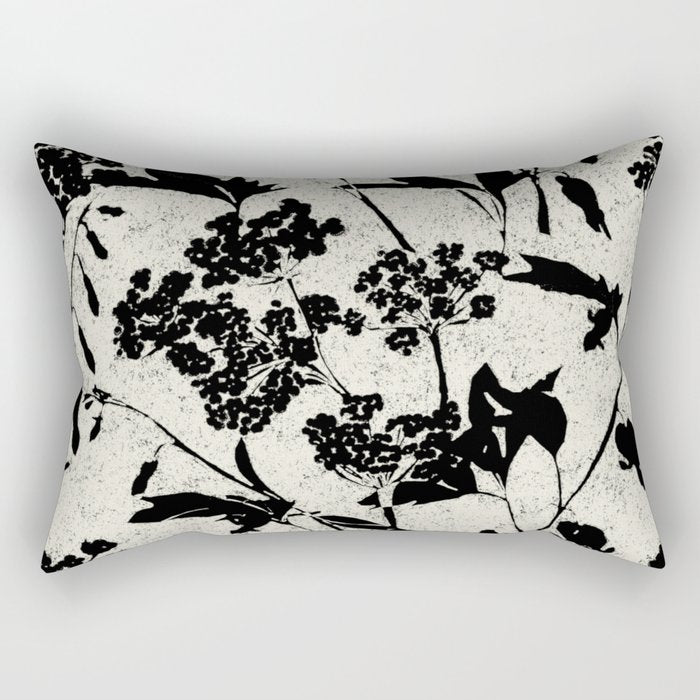 Black & White Vintage Florals Rectangular Pillow Gallery Image 1