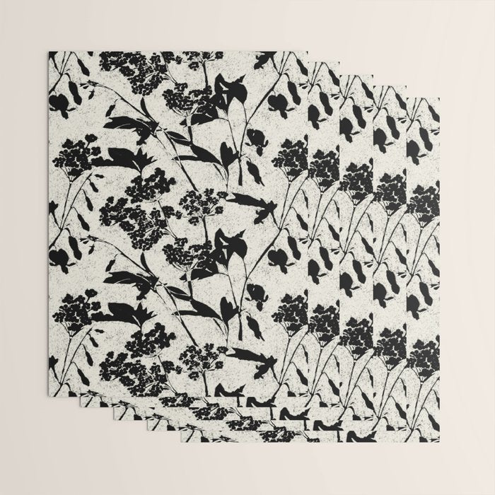 Black & White Vintage Florals Wrapping Paper Gallery Image 3
