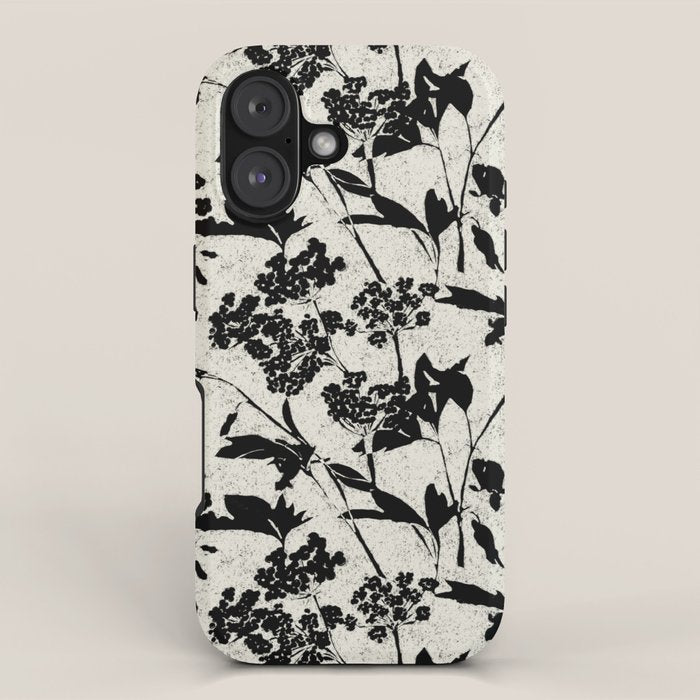 Black & White Vintage Florals iPhone Case Gallery Image 1